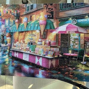 Colorful Ice Cream Shop Puzzle with letters on back.